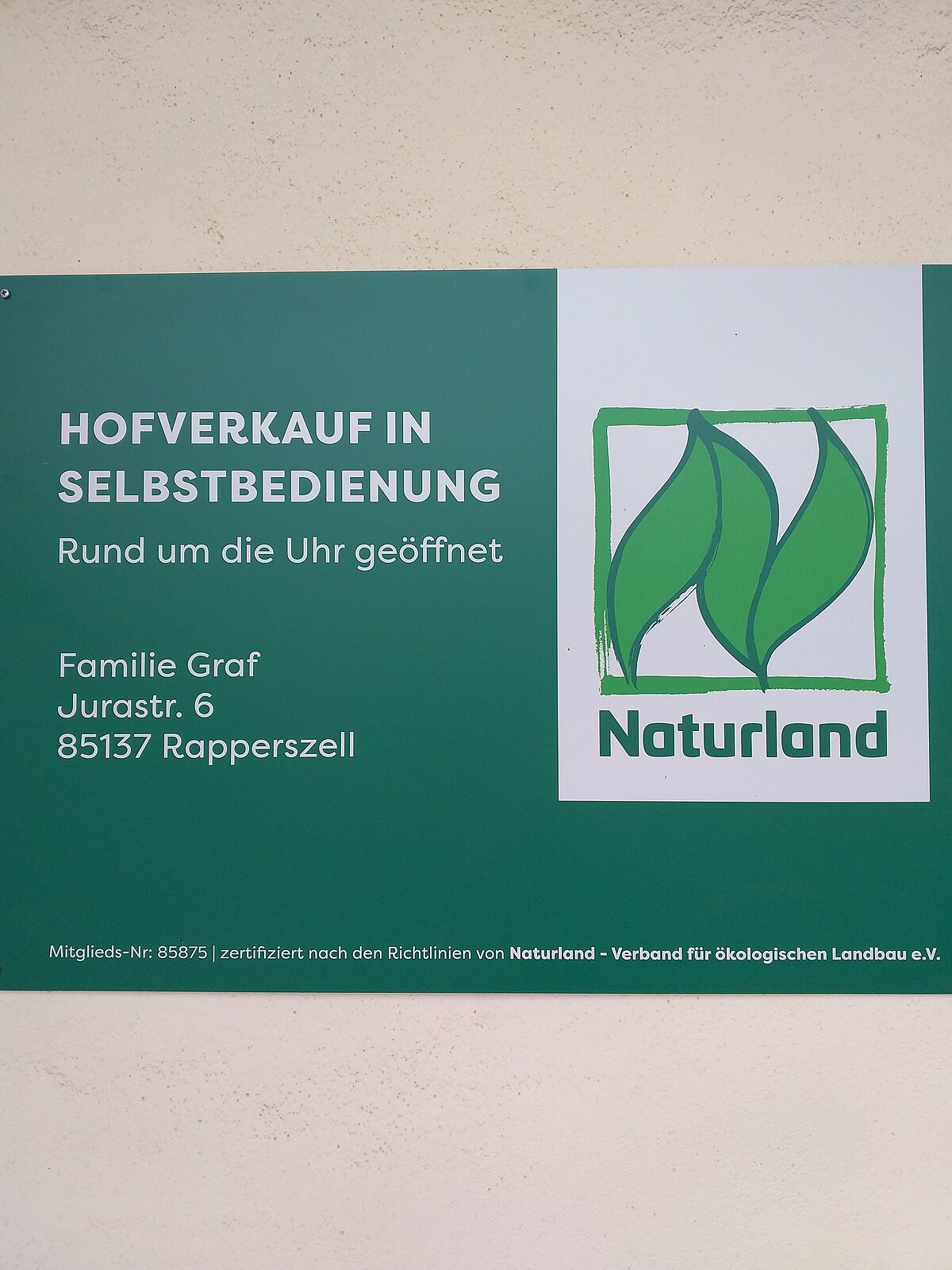 Verkaufsschild Naturland Foto